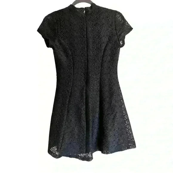 Zara Black Mini Dress with mandarin collar and Lace Overlay - Picture 6 of 9